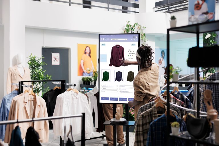 Retail digital signage screen displaying dynamic, data-driven content to enhance customer engagement and drive sales.