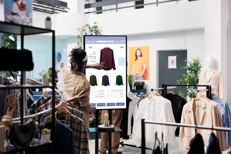 Retail digital signage screen displaying dynamic, data-driven content to enhance customer engagement and drive sales.